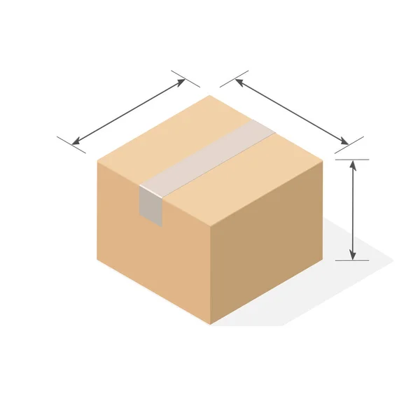 Kartonová krabice s Plochý stín. — Stockový vektor
