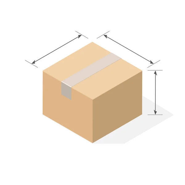 Caja de cartón con sombra plana . — Vector de stock