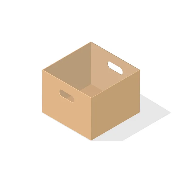 Caja de cartón con sombra plana . — Vector de stock