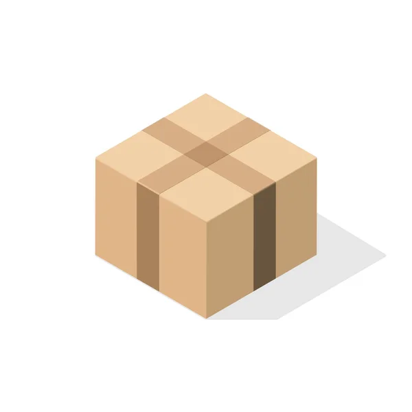 Kartonnen doos met platte schaduw. — Stockfoto