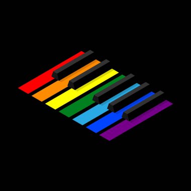 gökkuşağı renkleri piyano klavye.