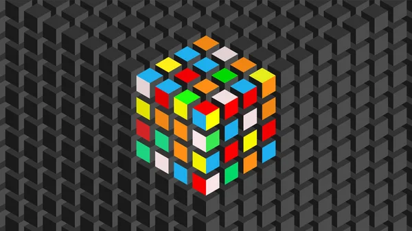 Ściana z efektem kostki Rubika. — Wektor stockowy