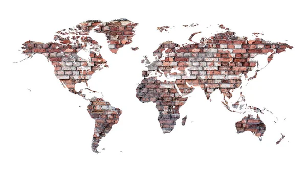 Mapa do mundo feito de tijolos . — Fotografia de Stock