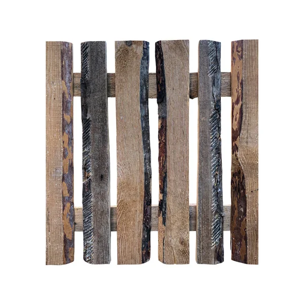 Alter Rustikaler Zaun Aus Rohen Brettern Holzstruktur Auf Weißem Hintergrund — Stockfoto