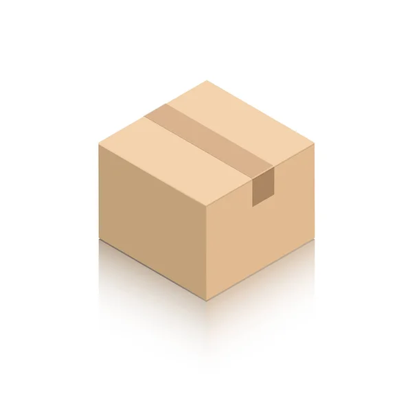 Model Miniature Cardboard Box Version Closed Lid Tape Object White — ストックベクタ