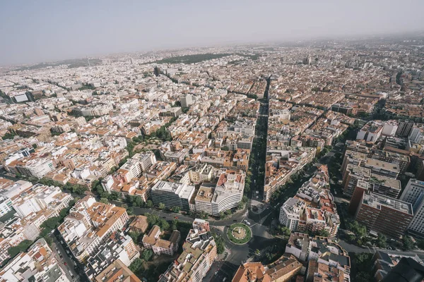 Aerial image of Madrid capital Spain from helicopter