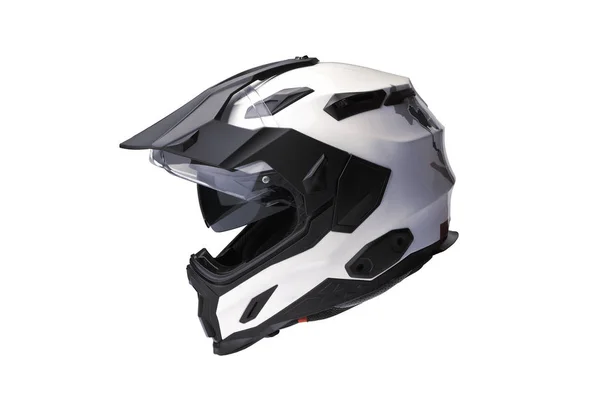 Side View Full Face Motorcycle White Helmet Open Face Shield — Stock Photo, Image