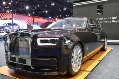 Nonthaburi, Tayland - 30 Mart 2018: Rolls Royce Phantom 39 Bangkok Uluslararası Motor Show'da 2018