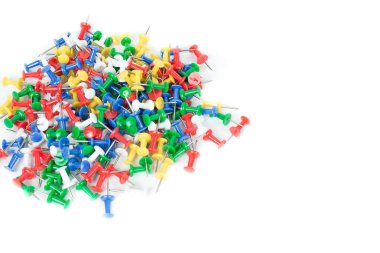 ileti örneği renk iğne Kullanılmış ofis ve eğitim izole bir beyaz arka plan kavramı