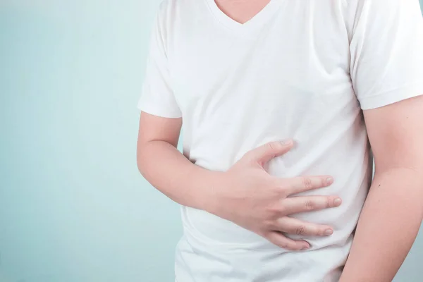 Asiatische Junge Männer Leiden Magengeschwüren Gastritis Durch Infektion Mit Pylori — Stockfoto