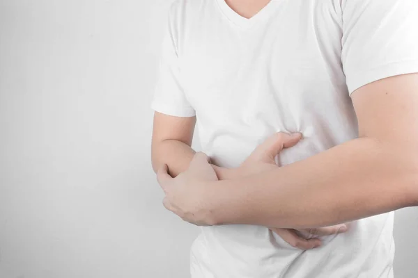 Asiatische Junge Männer Leiden Magengeschwüren Gastritis Durch Infektion Mit Pylori — Stockfoto