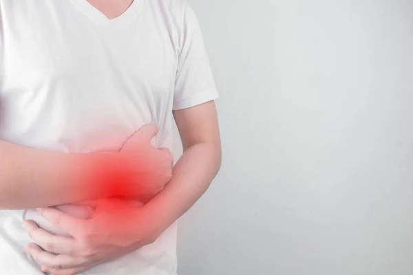 Pria Muda Asia Menderita Sakit Maag Gastritis Disebabkan Oleh Infeksi — Stok Foto