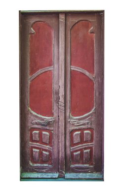 eski vintage ahşap kapı izole beyaz zemin üzerine.