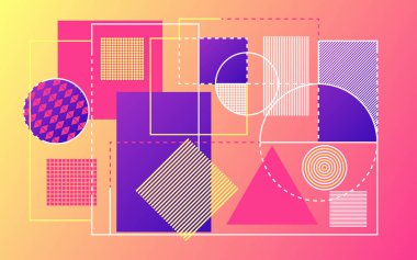 Modern arka plan. Trendy geometrik şekiller zemin. Parlak tasarım Web sitesi, tanıtım, poster veya başlık sayfası için. Vektör çizim.