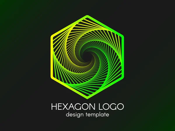 Logotipo Hexágono Verde Abstrato Elemento Gradiente Moderno Sobre Fundo Preto — Vetor de Stock