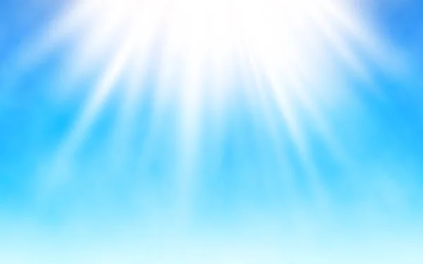 Λαμπρό Ήλιο Στο Μπλε Του Ουρανού Λευκά Σύννεφα Και Λαμπερό — Διανυσματικό Αρχείο