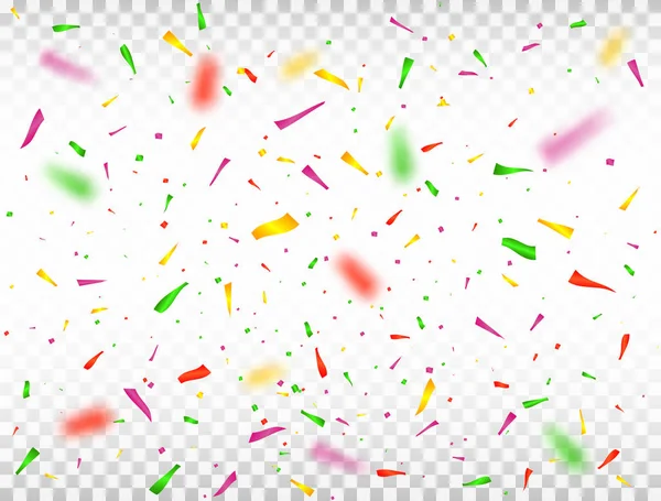 Saydam arka plan üzerinde renkli konfeti adet. Tatil zemin. Ufuk renkli konfeti kutlama. Vektör çizim.