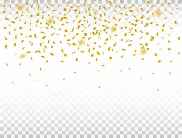 Coriandoli Dorati Sfondo Trasparente Confetti Cadenti Sfocati Sfondo Celebrazione Illustrazione — Vettoriale Stock