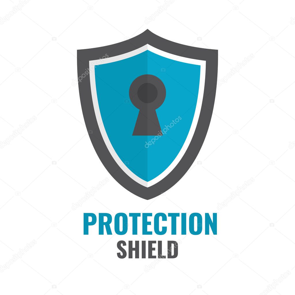 Shield Security Icon. Protection logo. Shield concept. Flat design emblem Vector illustration.