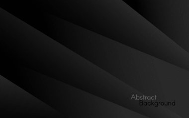 Karanlık arka plan. Soyut siyah katmanlar. Modern geometrik tasarım. İnternet, reklam, poster ve afiş için basit bir şablon. Moda biçimi konsepti. Vektör illüstrasyonu.