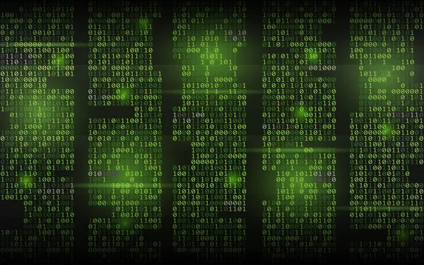 Abstraktní Binární Pozadí Zelený Proudový Kód Sloupce Číslicemi Tmavém Pozadí — Stockový vektor
