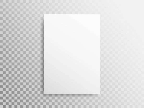 Hoja Blanco Sobre Fondo Transparente Libro Blanco Con Sombra Plantilla — Vector de stock