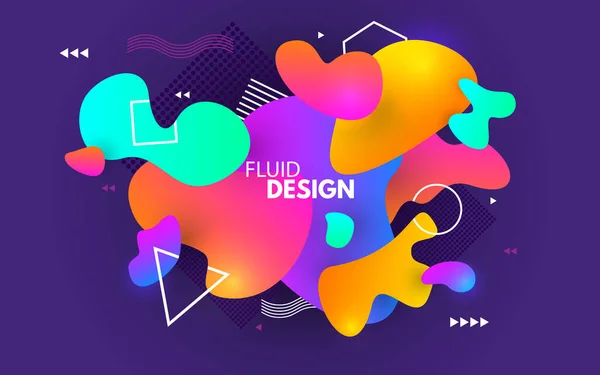 Färg Formar Design Vätskeabstrakt Bakgrund Flytande Sammansättning Med Färgglada Lutningar — Stock vektor