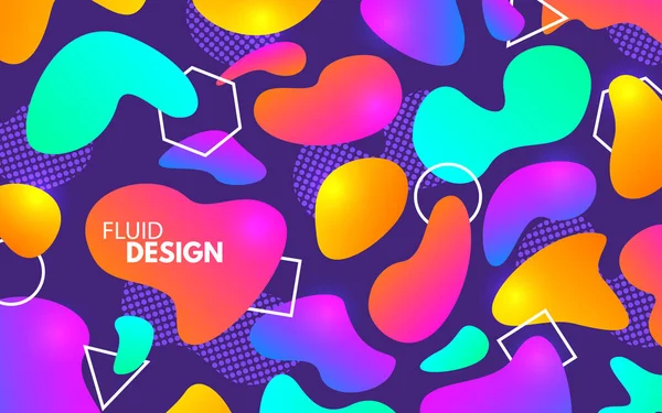 色の形 プラスチックと幾何学的要素 クールな背景にカラフルなグラデーション モダンなデザインテンプレート 液体のポスターと流体の形 ウェブサイトの概要背景 ベクターイラスト — ストックベクタ