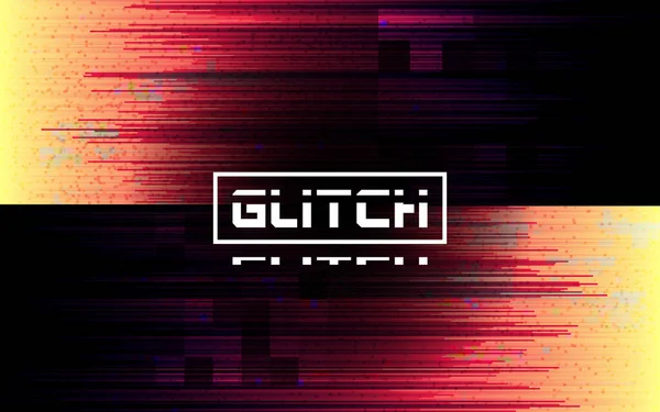 Glitch Spandoek Kleur Vervorming Lijnen Donkere Achtergrond Futuristische Poster Met — Stockvector