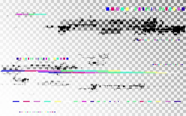 Distorsión Digital Fallos Fondo Transparente Plantilla Formas Color Elementos Aleatorios — Archivo Imágenes Vectoriales