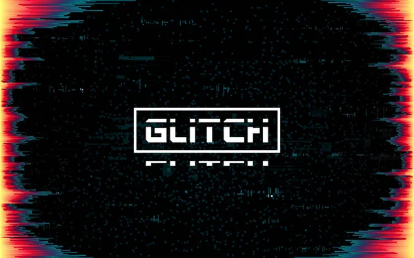 Glitch Frame Donkere Achtergrond Kleurvervormingen Pixelgeluid Cyberpunk Template Met Vervormde — Stockvector