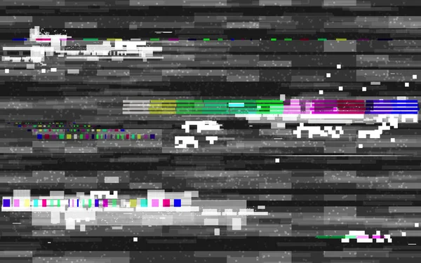 Glitch Digital Mit Farbverzerrung Retro Vhs Kulisse Verwackelte Linien Und — Stockvektor