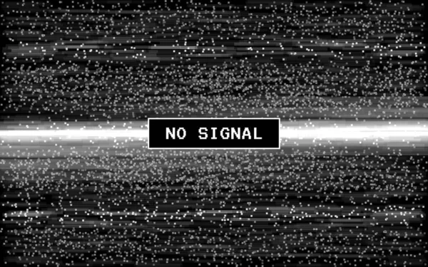Glitch Pas Signal Effet Vhs Rétro Bruit Numérique Pixel Sur — Image vectorielle