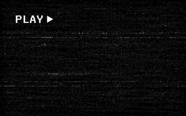 Arıza VHS etkisi. Eski kamera şablonu. Siyah arkaplanda beyaz yatay çizgiler. Video geri sarma dokusu. Sinyal konsepti yok. Rastgele soyut çarpıtmalar. Vektör illüstrasyonu.