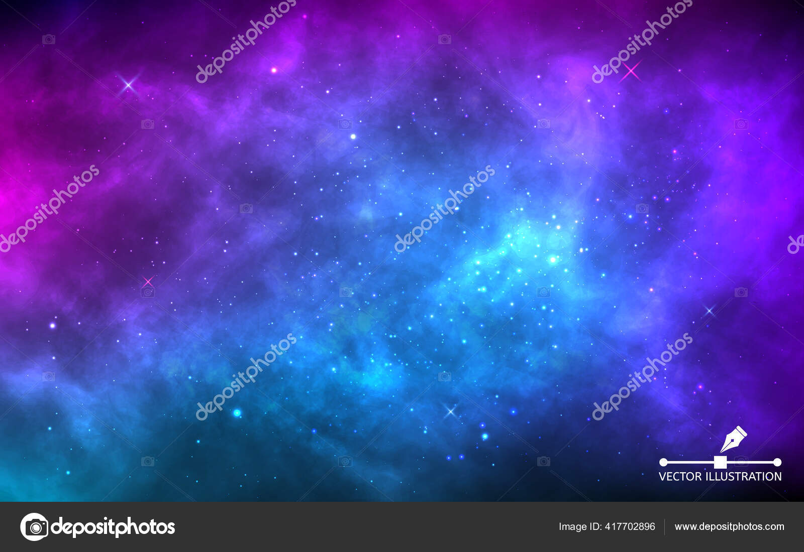 Космический Фон Звездной Пылью Сияющими Звездами Реалистичный.