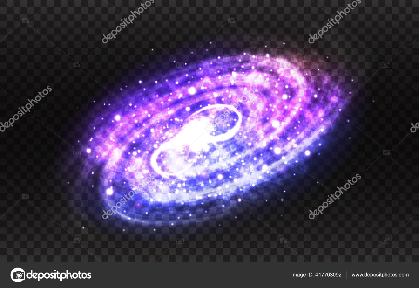 在透明的背景下螺旋星系和银河紫色和蓝色星尘现实的彩色星系被隔离了招贴画用的魔法明星构图矢量说明图库矢量图©Vegorus 417703092, image size:1600x1100