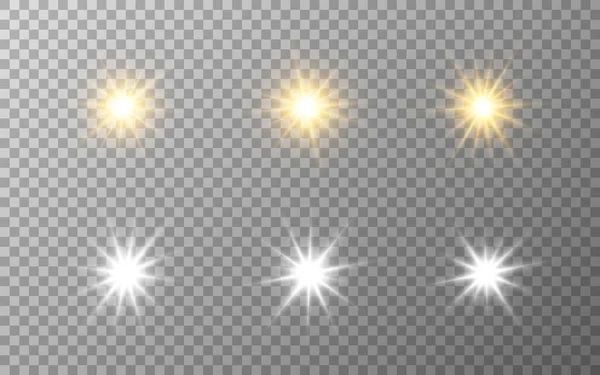 Set Estrellas Lujo Elementos Dorados Plateados Sobre Fondo Transparente Colección — Archivo Imágenes Vectoriales