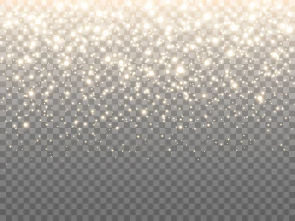Goldglitzerpartikel Luxus Prickelnde Textur Grußkarten Vorlage Fallendes Glühendes Konfetti Feuerwerk — Stockvektor
