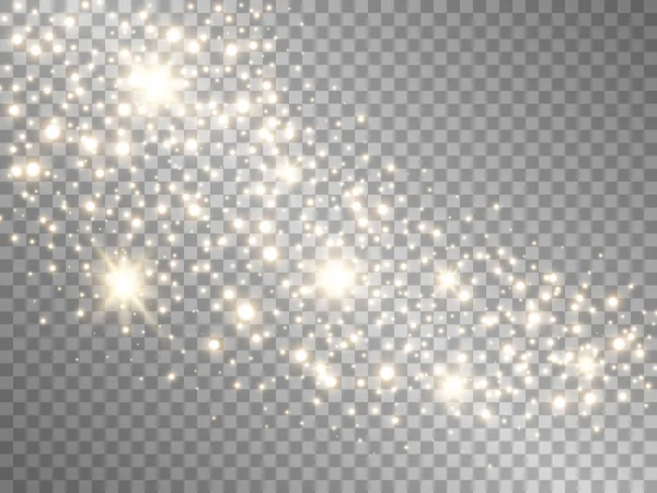 Gelombang Glitter Dengan Efek Cahaya Jejak Berkilau Dengan Bintang Bersinar - Stok Vektor