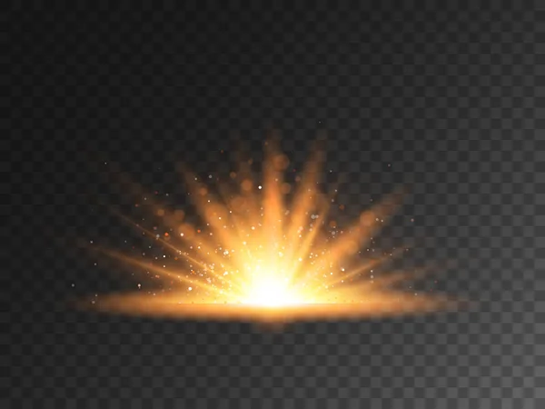 Φως Επίδραση Διαφανές Φόντο Λαμπερό Χρυσό Φως Φωτεινά Σωματίδια Λαμπερή — Διανυσματικό Αρχείο