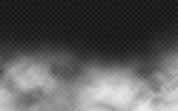 Дим Текстури Прозорому Фоні Реалістична Хмарність Або Смог Ефект Білі — стоковий вектор
