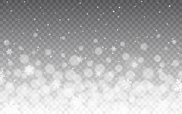 Luces Bokeh Con Copos Nieve Blancos Partículas Desenfocadas Sobre Fondo — Vector de stock