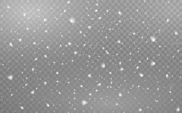 Snowfall Ρεαλιστική Διαφανές Φόντο Χριστούγεννα Πέφτουν Νιφάδες Χιονιού Χειμερινή Υφή — Διανυσματικό Αρχείο
