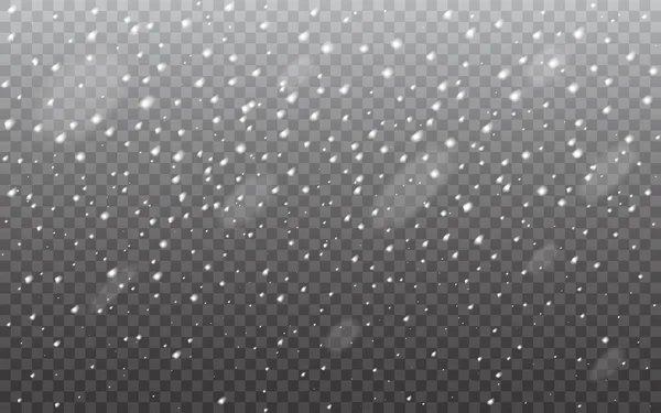 Nieve Realista Sobre Fondo Transparente Plantilla Copos Nieve Cayendo Fuertes — Vector de stock