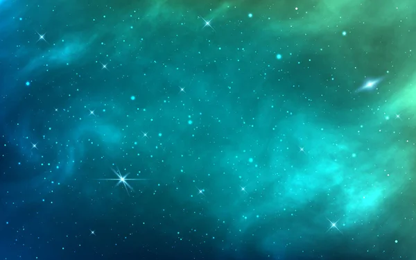 Fondo Espacial Textura Verde Realista Del Cosmos Galaxia Con Estrellas — Vector de stock