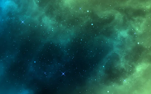 Fundo Espacial Fundo Cosmos Verde Realista Nebulosa Estrelada Com Poeira —  Vetores de Stock