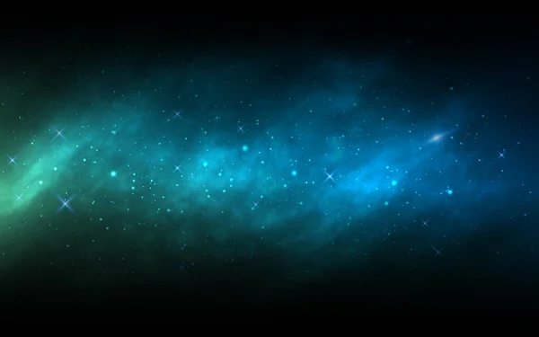 Ruimteachtergrond Melkweg Met Kleurrijke Sterren Realistische Blauwe Nevel Kosmische Achtergrond — Stockvector