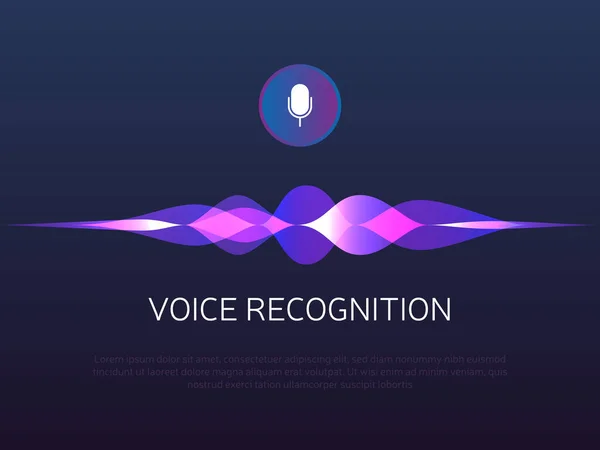 Αναγνώριση Φωνής Ηχητικά Κύματα Και Μικρόφωνο Προσωπικός Βοηθός Και Τεχνητή — Διανυσματικό Αρχείο