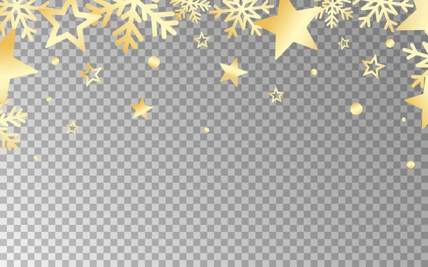 Modelo Decoração Natal Estrelas Douradas Luxo Flocos Neve Moldura Brilho — Vetor de Stock