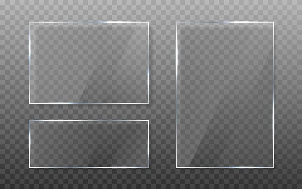 Стеклянная Пластина Установлена Прозрачном Фоне Реалистичное Окно Тенью Изолированная Коллекция — стоковый вектор